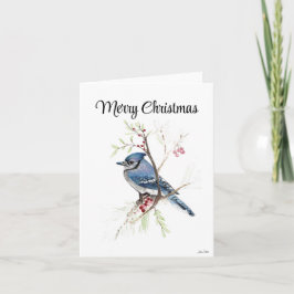 Tarjeta Feliz Navidad Blue Jay Holiday Card
