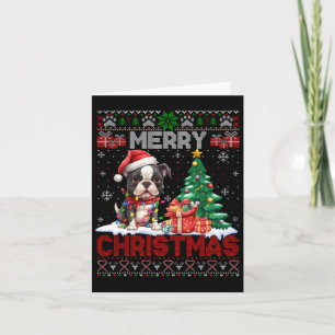 Tarjeta Feliz Navidad Boston Terrier Perro Amantes Ugly Xm