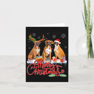 Tarjeta Feliz Navidad Boxer Perro Santa Luz del Reno Xma