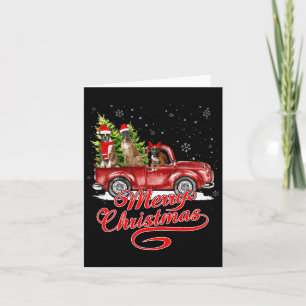 Tarjeta Feliz Navidad Boxer perros Santa Reindeer Red Truc