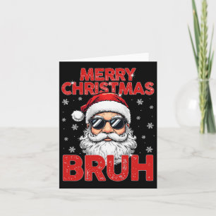 Tarjeta Feliz Navidad Bruh Funny Santa Claus Retro Hombres