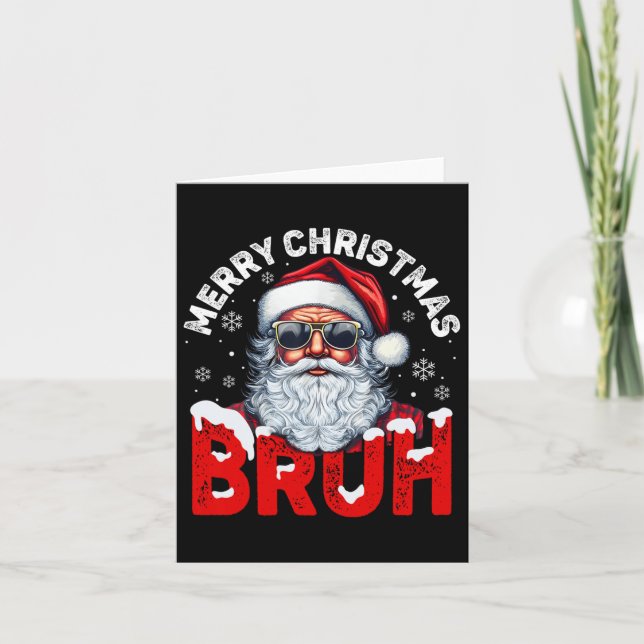 Tarjeta Feliz Navidad Bruh Funny Santa Claus Retro Hombres (Anverso)