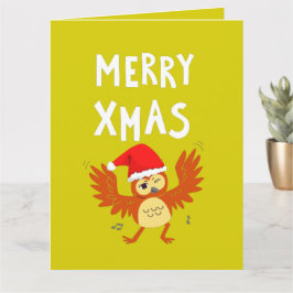 Tarjeta Feliz Navidad Búho Bailarín      