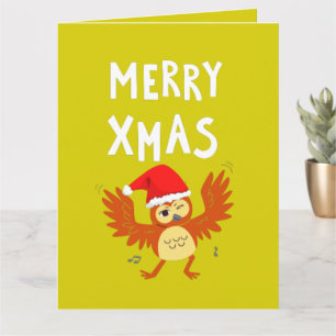 Tarjeta Feliz Navidad Búho Bailarín      