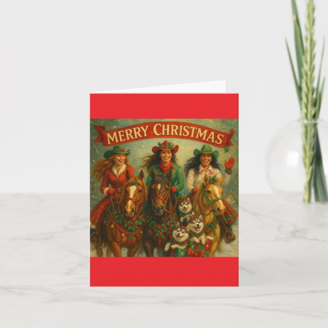 Tarjeta Feliz Navidad Caballos y Amigos (Anverso)