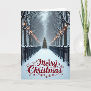 Tarjeta Feliz Navidad Camino Nevado