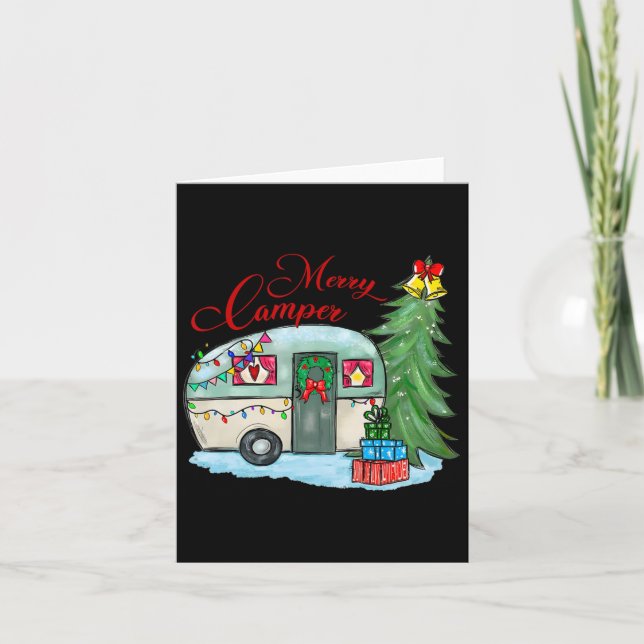 Tarjeta Feliz Navidad Campista Santa Campista Camioneta Ca (Anverso)