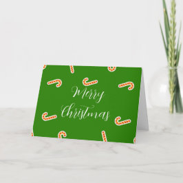 Tarjeta Feliz Navidad caña de dulces verde