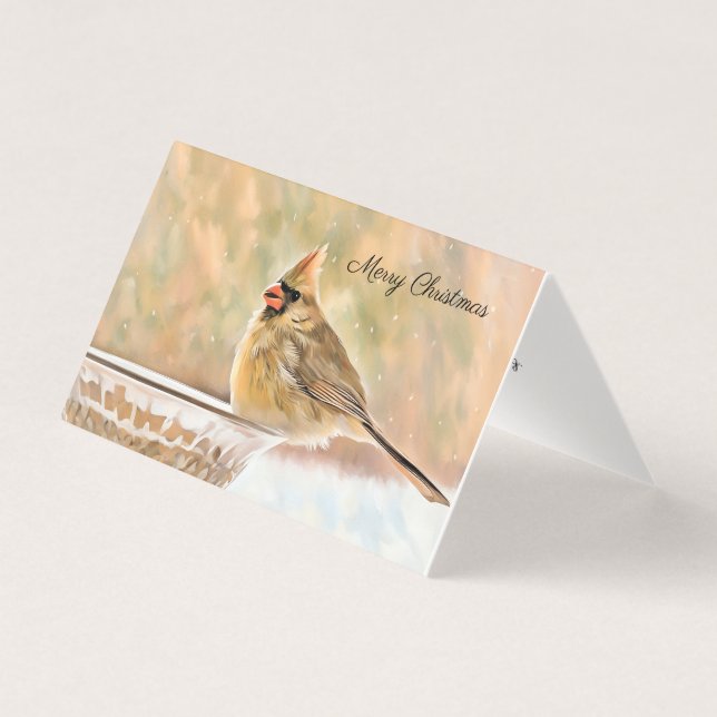 Tarjeta Feliz Navidad - Cardenal femenino (Anverso)