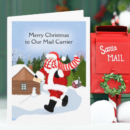 Tarjeta Feliz Navidad Cartero Santa  