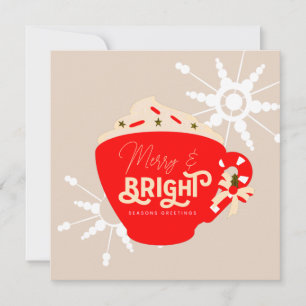 Tarjeta Feliz Navidad Chocolate Caliente Brillante Rojo Co