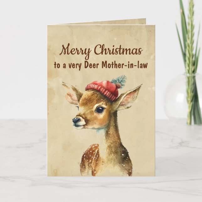 Tarjeta Feliz Navidad Ciervo Muy Suegra (Anverso)
