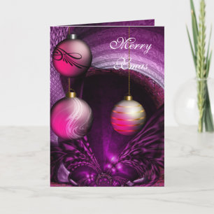 Tarjeta Feliz Navidad Ciruelas Bolas Rosadas