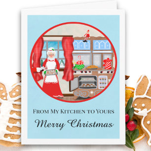 Tarjeta Feliz Navidad Cocina de la Sra. Claus