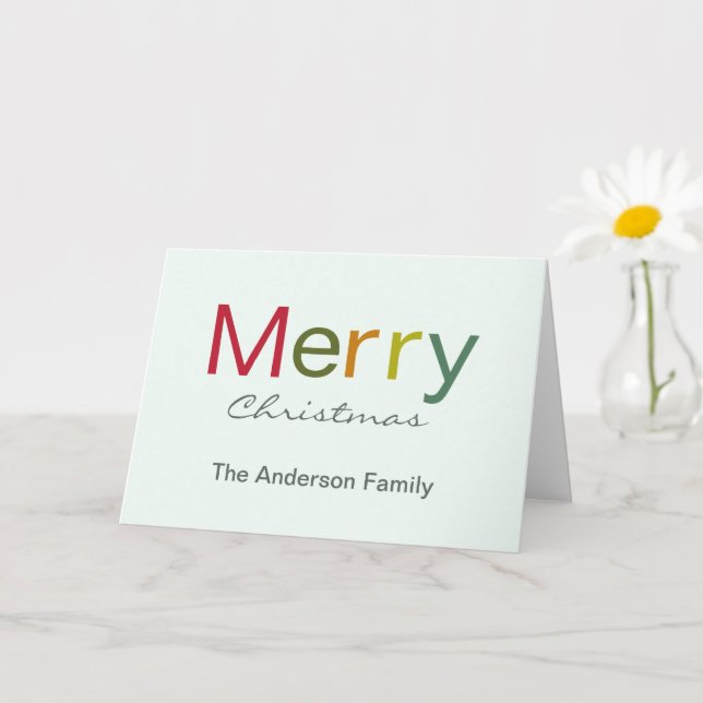 Tarjeta Feliz Navidad colorida familia de textos (Planta pequeña)