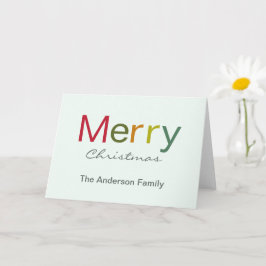 Tarjeta Feliz Navidad colorida familia de textos