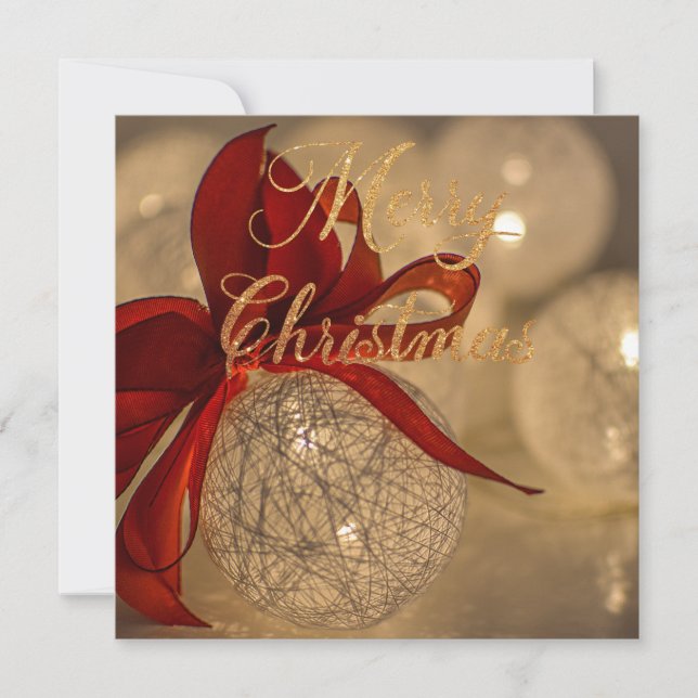 Tarjeta Feliz navidad con bolas de luz (Anverso)