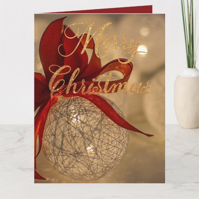 Tarjeta Feliz navidad con bolas de luz (Anverso)