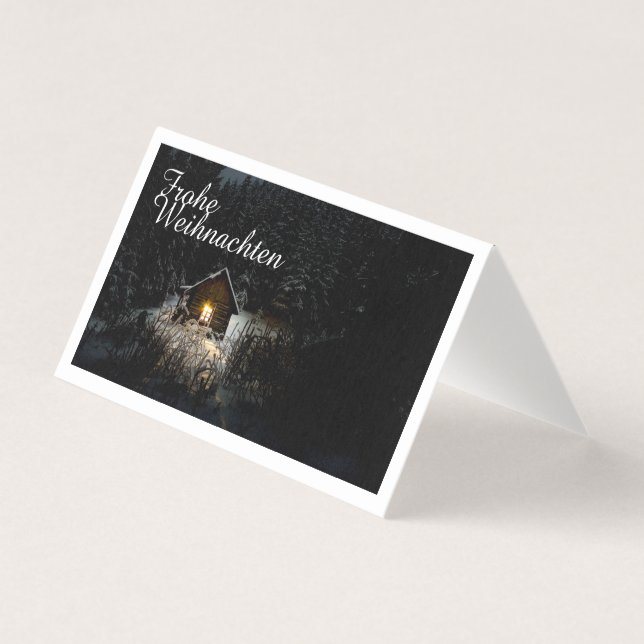Tarjeta Feliz Navidad con casa de brujas (Anverso)