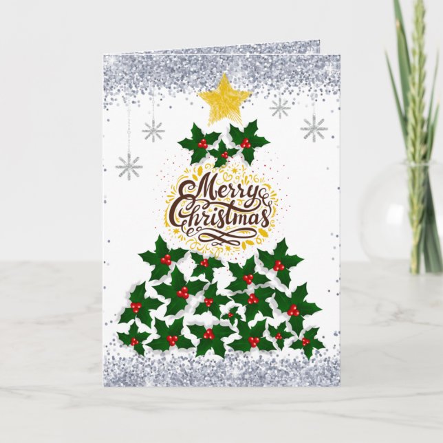 Tarjeta Feliz Navidad con el árbol de Navidad (Anverso)