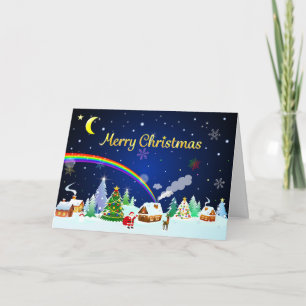 Tarjeta Feliz Navidad con Luna Creciente