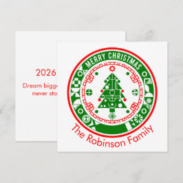 Tarjeta Feliz Navidad con nombre de familia