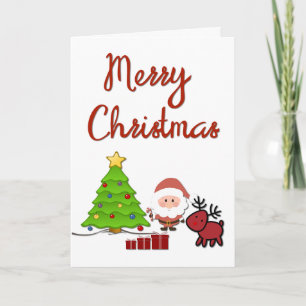Tarjeta Feliz Navidad con Santa y Rudolph