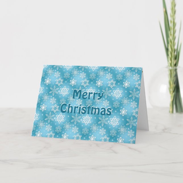 Tarjeta Feliz Navidad copos de nieve (Anverso)