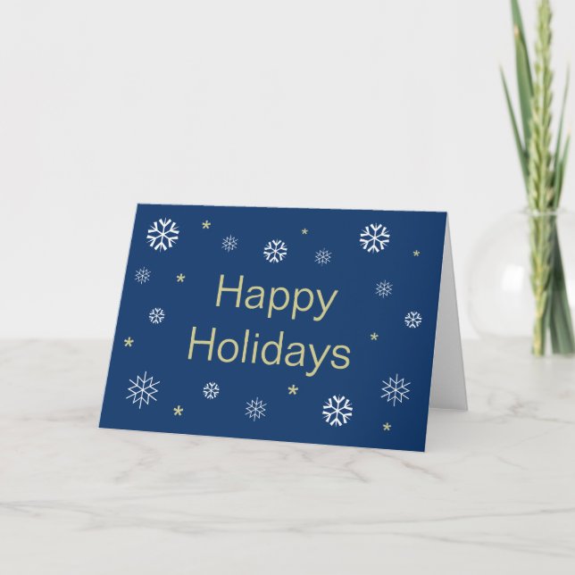 Tarjeta Feliz Navidad Copos de Nieve Azul Blanco (Anverso)