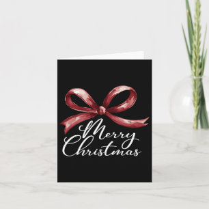 Tarjeta Feliz Navidad Coquette Roja Bow Merry Y Brillante