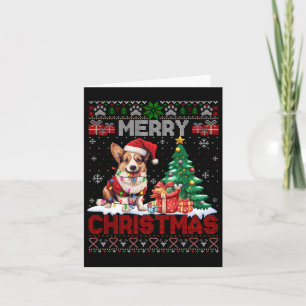 Tarjeta Feliz Navidad Corgi Perro Amantes de la Familia No
