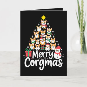 Tarjeta Feliz Navidad Corgi Perro Árbol Muñeco de Nieve
