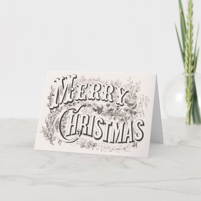 Tarjeta Feliz Navidad, Currier Vintage e Ives (reprod. (Anverso)