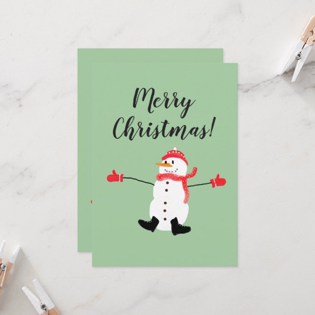 Tarjeta Feliz Navidad Cute Frosty Snowman (Anverso/Reverso In Situ)