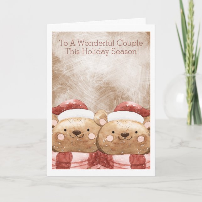 Tarjeta Feliz Navidad Cute Teddy Bear Santa Personalizado (Anverso)