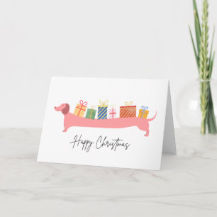 Tarjeta Feliz Navidad Dachshund  Perro Regalos Navidad