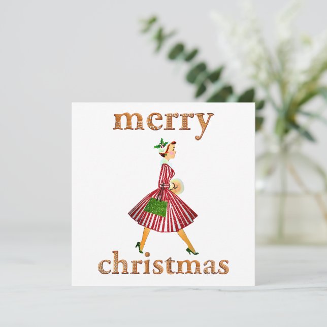 Tarjeta Feliz Navidad de 1950 (Anverso de pie)