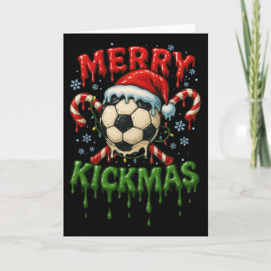 Tarjeta Feliz Navidad de Fútbol con Helado de Caña de Cara