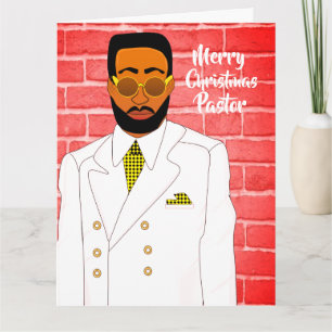 Tarjeta Feliz navidad de merry para hombres afroamericanos
