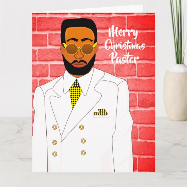 Tarjeta Feliz navidad de merry para hombres afroamericanos (Anverso)