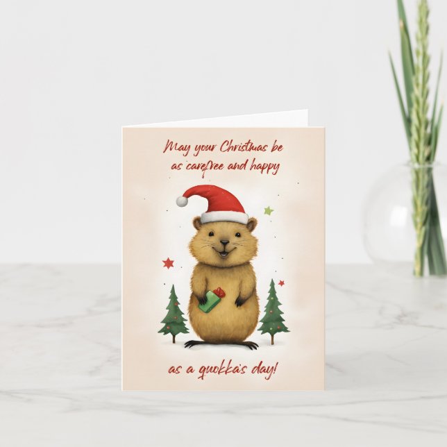 Tarjeta Feliz Navidad de Quokka - (Anverso)