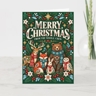 Tarjeta Feliz Navidad de toda la tripulación Folk Woodland