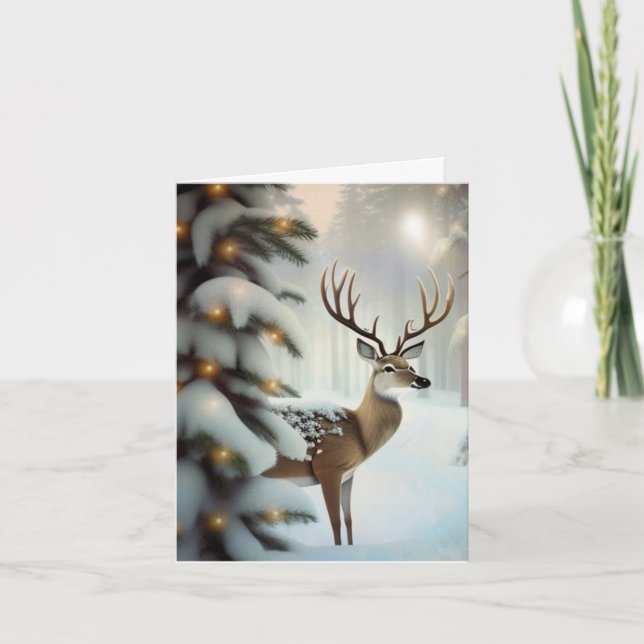 Tarjeta Feliz Navidad Deer (Anverso)