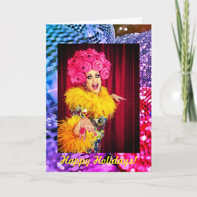 Tarjeta "Feliz Navidad" del orgullo arcoiris (Anverso)