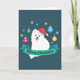 Tarjeta Feliz Navidad del perro Spitz japonés personalizab