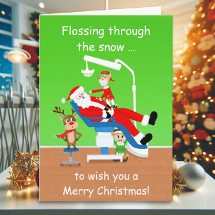 Tarjeta Feliz Navidad Dentista Santa