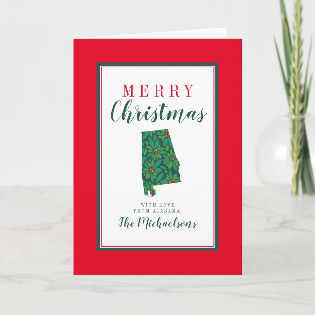 Tarjeta Feliz Navidad desde Alabama (Anverso)