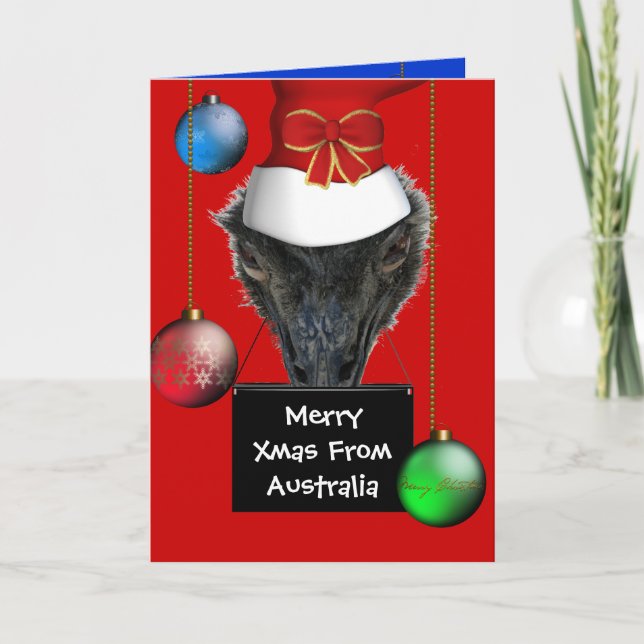 Tarjeta Feliz Navidad Desde Australia Sombrero de  (Anverso)