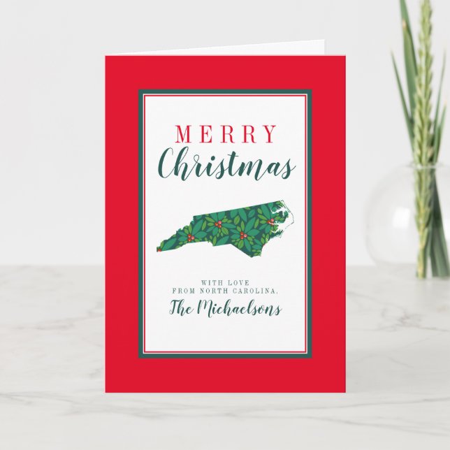 Tarjeta Feliz Navidad desde Carolina del Norte (Anverso)