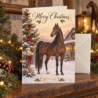 Tarjeta Feliz Navidad desde el Barn American Saddlebred
